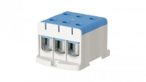 Blok rozdzielczy odgałęźny 3-polowy Al/Cu 35-150mm2 (max. 150mm2) na szynę TH35 niebieski FJ-E150/3/B HEDO