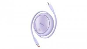 Kabel wysuwany Baseus Free2Draw Mini USB-C - USB-C 100W 1m - fioletowy