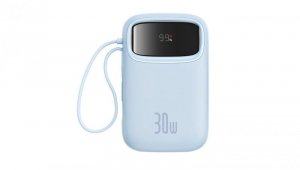 Powerbank Baseus QPow 2 30W 10000mAh z wbudowanymi kablami USB-C - niebieski