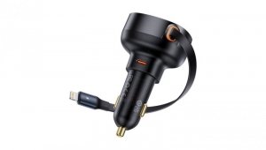 Ładowarka samochodowa Baseus Enjoyment Pro USB-C (żeńskie) / Lightning (męski) 60W - czarna