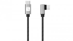 Kabel USB 2.0 USB-C na USB-C kątowy m/m 3A w oplocie ICOC MU2CC9-005-AL /0,5 m/