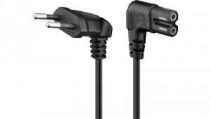 Kabel przyłączeniowy z wtyczką Euro, kątowy na obu końcach, 0,3 m, czarny - Długość kabla 0.3 m