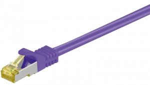RJ45 patchkabel, CAT 6A S/FTP (PiMF), 500 MHz z CAT 7 kable surowym, Fioletowy - Długość kabla 1 m
