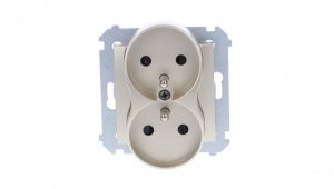 Simon 54 Nature Gniazdo podwójne z/u 16A 250V z przesłonami złoty DGZ2MZN.01/44