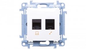 Simon 10 Gniazdo RJ45 kat 6 + gniazdo telefoniczne RJ12 białe C6T.01/11