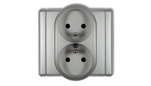 FLEXI Gniazdo podwójne z/u srebrny metalik 7FGP-2zp