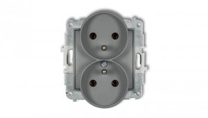 MINI Gniazdo podwójne z/u szary mat 27MGPR-2z