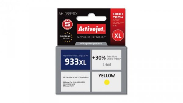 Tusz Activejet AH-933YRX (zamiennik HP 933XL CN056AE Premium 13 ml żółty)