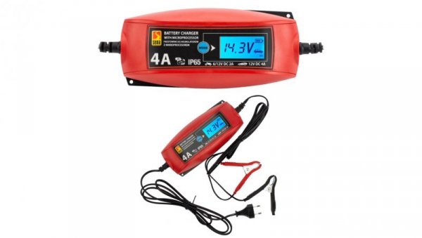 Prostownik automatyczny z mikroprocesorem 6V/12V 4A LCD 010303 SENA