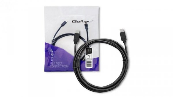Qoltec Kabel USB 3.1 typ C męski USB 3.1 typ C męski 2.5m Czarny