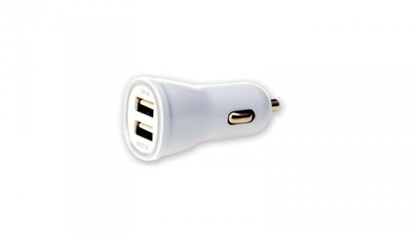 Samochodowa Ładowarka 2X USB 5V 1A/2.1A Biała IUSB2-CAR2-2A2P
