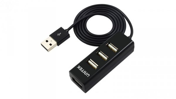 UNITEK Hub USB 2.0 A pasywny na 4 porty USB A czarny na kablu 0,8m