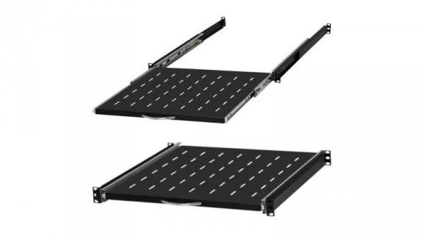 Półka wysuwana do szafy RACK 19 1U 450mm z uchwytem czarna