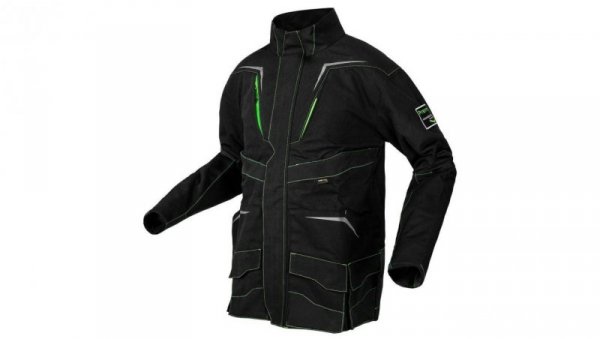 Bluza, kurtka robocza wzmocnienia na łokciach PREMIUM PRO czarna z neonowo-zielonymi przeszyciami rozmiar L/52 NEO 81-214-L