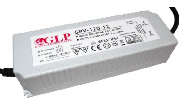 GPV-120-12 Zasilacz impulsowy do LED 120W 12V/10A IP67 hermetyczny