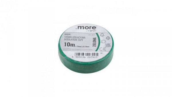 Taśma izolacyjna 15mm x 0,13mm ZIELONA 10m 1szt.