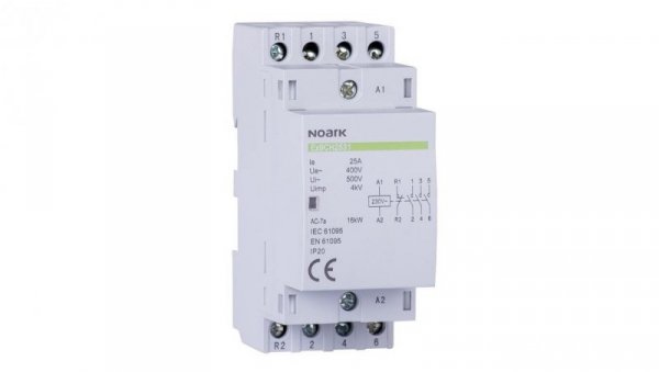 Stycznik modułowy cewka 25A 230V AC 2xNO + 2xNC TH35 instalacyjny 4-biegunowy 2-modułowy NOARK