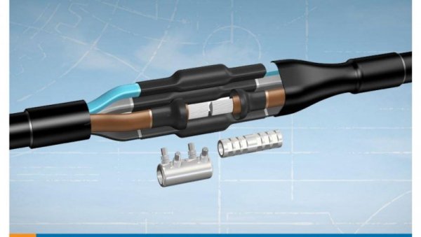Mufa przelotowa 1kV dla kabla 4-żyłowego ze złączkami śrubowymi LJSB-4X50-120-PL03 - TE Raychem