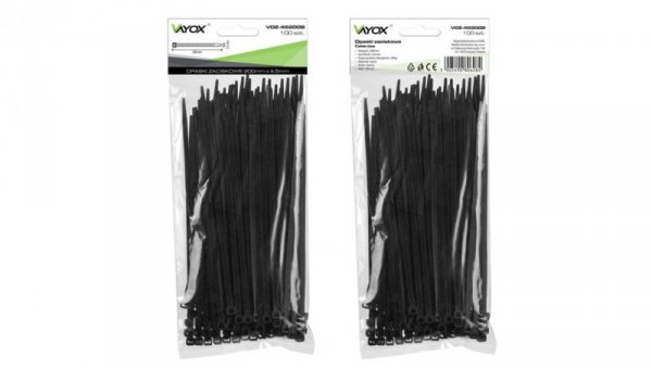Opaski zaciskowe 4,5mm / 200mm czarne 100 szt. VOZ-45200B Vayox