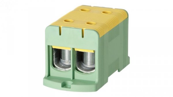 Blok rozdzielczy odgałęźny 2-polowy Al/Cu 35-240mm2 (max. 240mm2) na szynę TH35 żółto-zielony FJ-E240/2/D HEDO