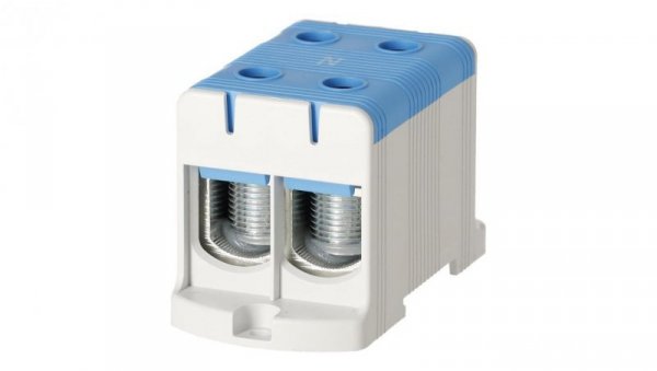Blok rozdzielczy odgałęźny 2-polowy Al/Cu 35-150mm2 (max. 150mm2) na szynę TH35 niebieski FJ-E150/2/B HEDO