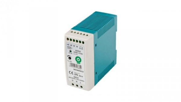 MDIN40W12: zasilacz DIN 12V/3.33A, plastic case, slim