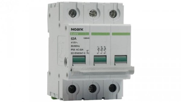 Rozłącznik izolacyjny 63A 3-biegunowy 3P (400V AC) 3-modułowy NOARK