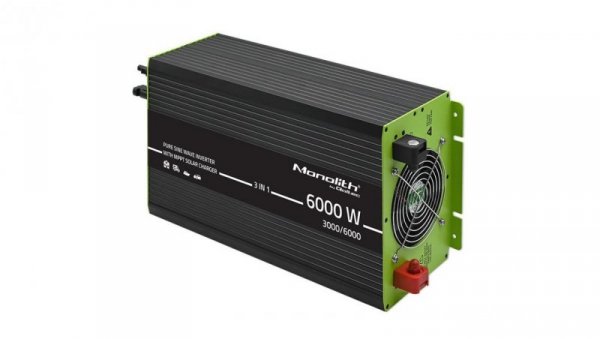 Qoltec Przetwornica solarna Monolith 3w1 z funkcją ładowania AC MPPT UPS ATS 3000W 6000W 12V na 230V Czysty Sinus