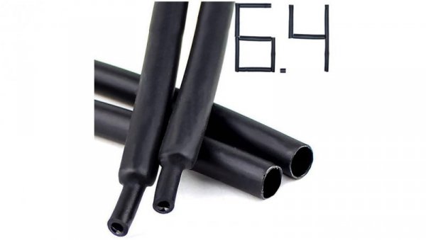 1M RURKA KOSZULKA TERMOKURCZLIWA z KLEJEM GRUBA CZARNA 6mm 6.4/2.2 mm