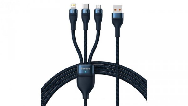 Baseus Flash Series II kabel USB - USB Typ C / Lightning / micro USB 100 W 1,2 m niebieski (CASS0300