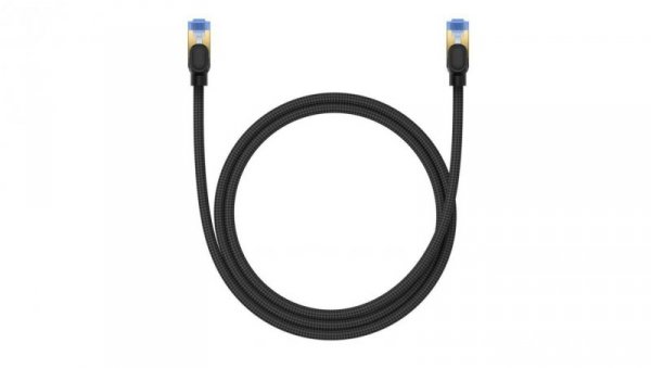 Baseus szybki kabel internetowy RJ45 cat.7 10Gbps 1m pleciony czarny