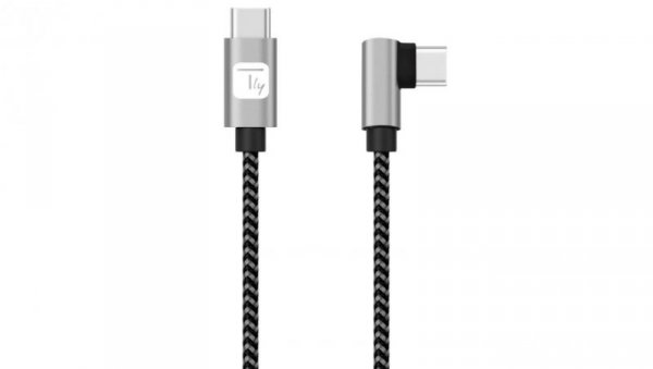 Kabel USB 2.0 USB-C na USB-C kątowy m/m 3A w oplocie ICOC MU2CC9-005-AL /0,5 m/