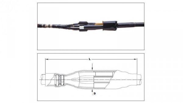 Mufa przejściowa nn 1kV termokurczliwa TRAJ-01/4X25-70/4SB wraz ze złączkami śrubowymi dla kabli 4-żyłowych tworzywo-papier - TE