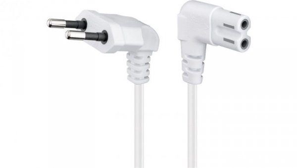 Kabel przyłączeniowy z wtyczką Euro, obustronnie kątowy, 1,5 m, biały - Długość kabla 1.5 m