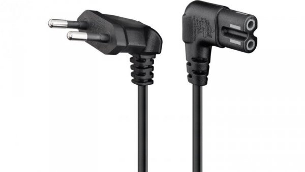 Kabel przyłączeniowy z wtyczką Euro, kątowy na obu końcach, 0,3 m, czarny - Długość kabla 0.3 m