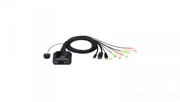 ATEN CS52DP 2-portowy przełącznik KVM z USB typu C na kabel hybrydowy DP
