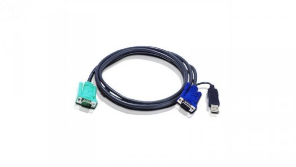 ATEN 2L-5202U KVM-kabel VGA USB, zwart, 1,8 m