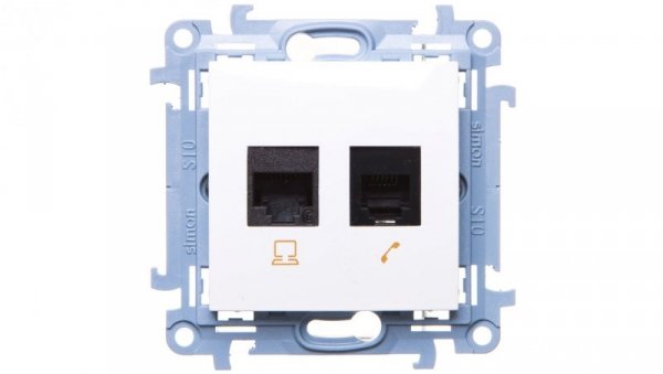 Simon 10 Gniazdo RJ45 kat 6 + gniazdo telefoniczne RJ12 białe C6T.01/11