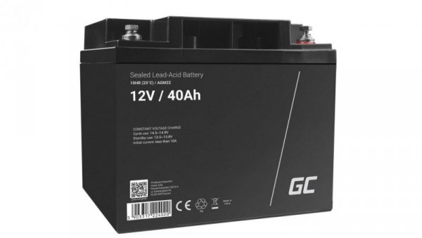 Green Cell AGM VRLA 12V 40Ah bezobsługowy akumulator do kosiarki, skutera, łodzi, wózka inwalidzkiego