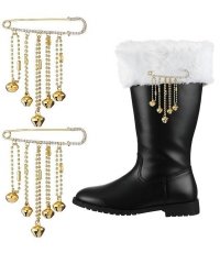 Dwie ozdobne agrafki z pięcioma mosiężnymi dzwonkami - ozdoba stroju Świętego Mikołaj - Deluxe 