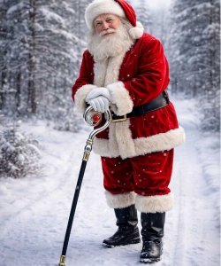 Laska Świętego Mikołaja 93 cm – składana, metal, gumowa stopka