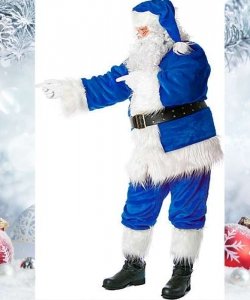 Kostium świąteczny Gwiazdora w kolorze niebieskim - Blue Santa Claus Premium