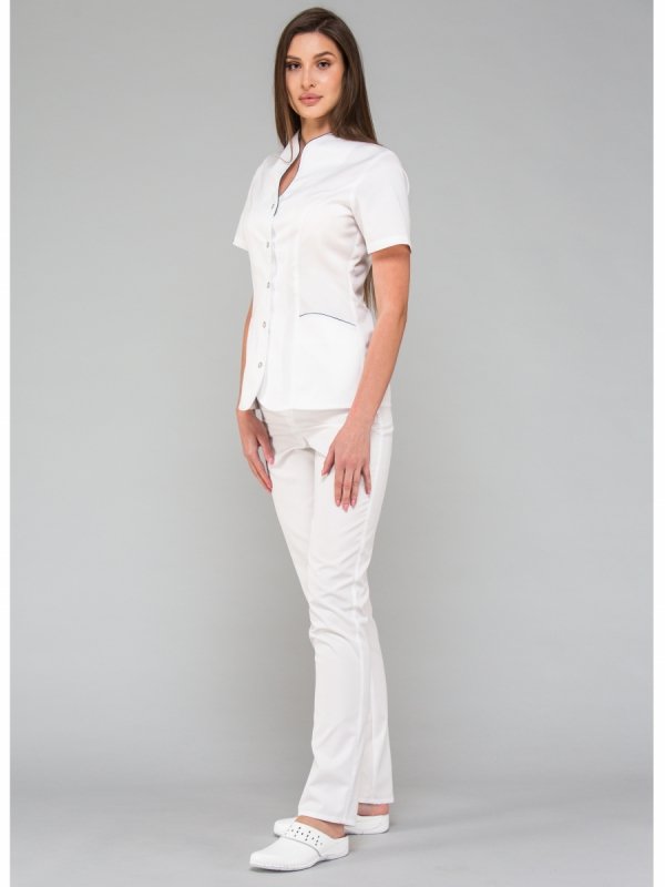 Bluza medyczna Róża scrubs kr. rękaw w kolorze białym z dodatkiem atramentu