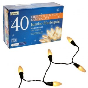 Lampki choinkowe 40 l w kształcie świeczek JUMBO ciepłe białe