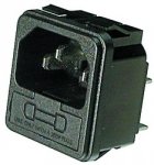 IEC power socket + fuse holder push-on