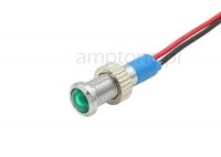 Kontrolka chromowana LED mini - zielona 8mm 