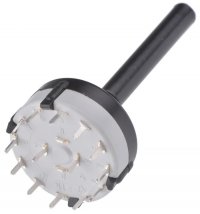 Przełącznik obrotowy 6 pozycji 2 obwody 24mm Lorlin 