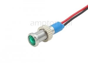 LED socket chromed mini - green light 8mm