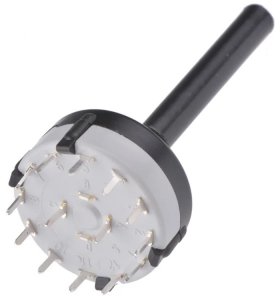 Switch rotary 6 pos 2 poles 24mm Lorlin