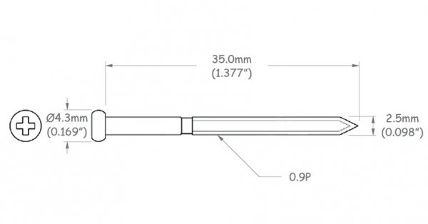 Screw black 2,5 x 35mm